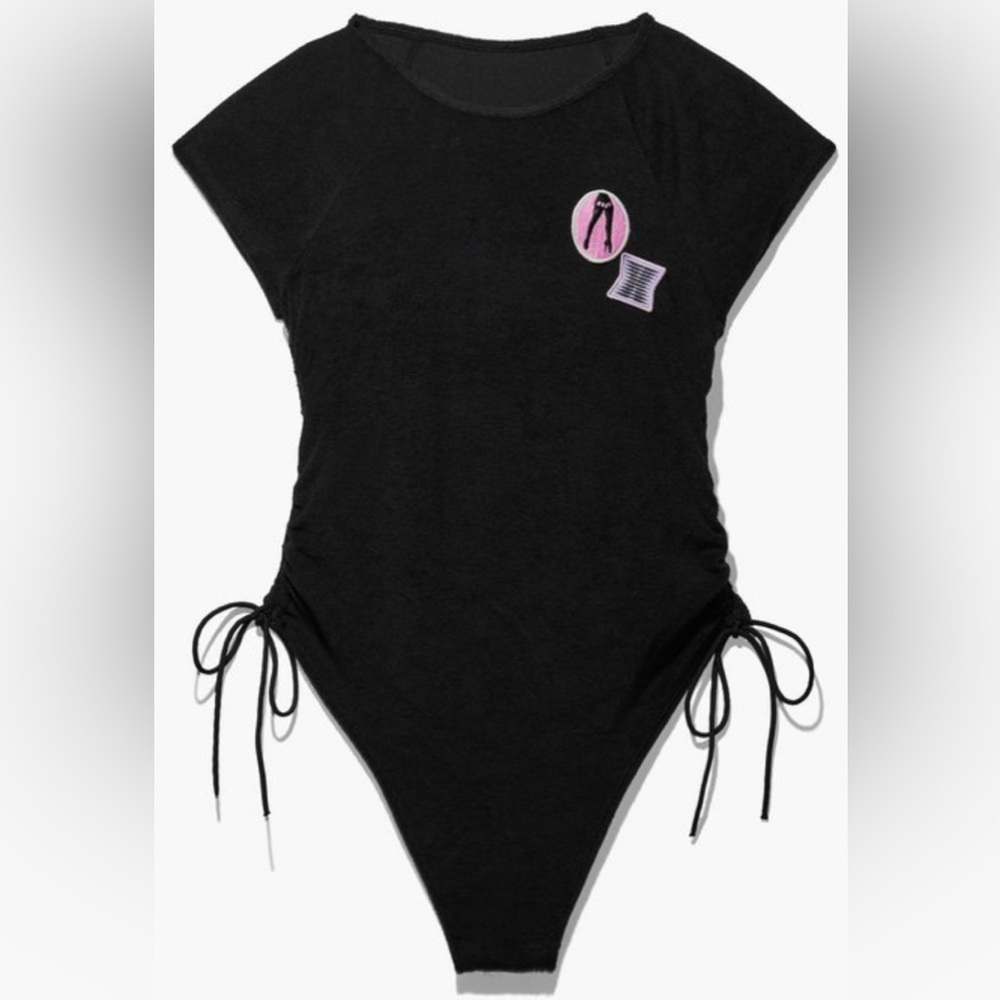🆕SAVAGE X FENTY Black French Terry Thong Teddy - Size: S